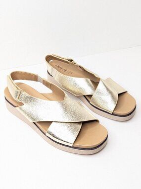 LifeStride Georgina Slingback Platform Sandals Gold Womens 9.5